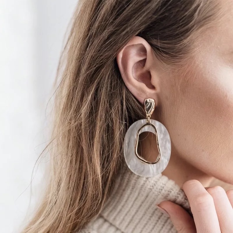 Big Statement Acrylic Resin Stud Drop Earrings
